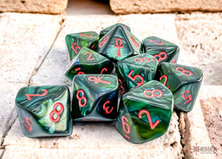 Dice Chessex: d10 Clamshell Ankh Scarab Jade/red (10)