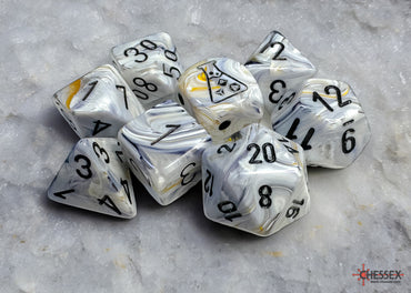 Dice Chessex: Poly 7 set Tube Lab Dice Marble