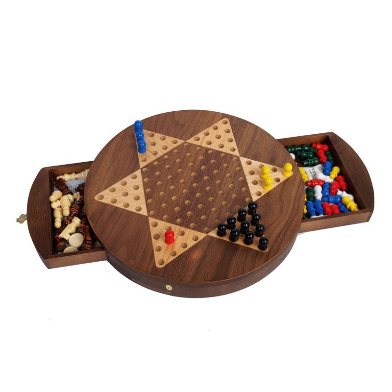 Chess Set John Hansen: Walnut Round 3-in-1 Set (Chess/Checkers/Chinese Checkers)