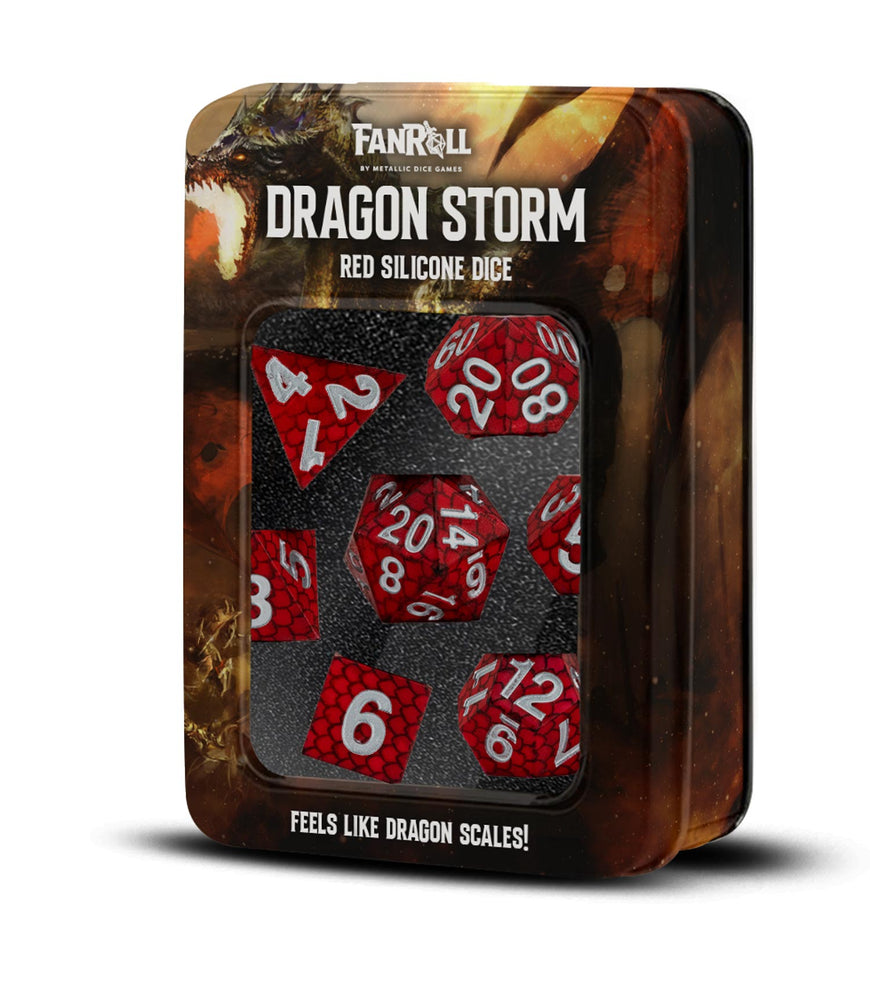 Dice Fanroll Silicone: Poly 7 Set D&D Dragon Scale Red