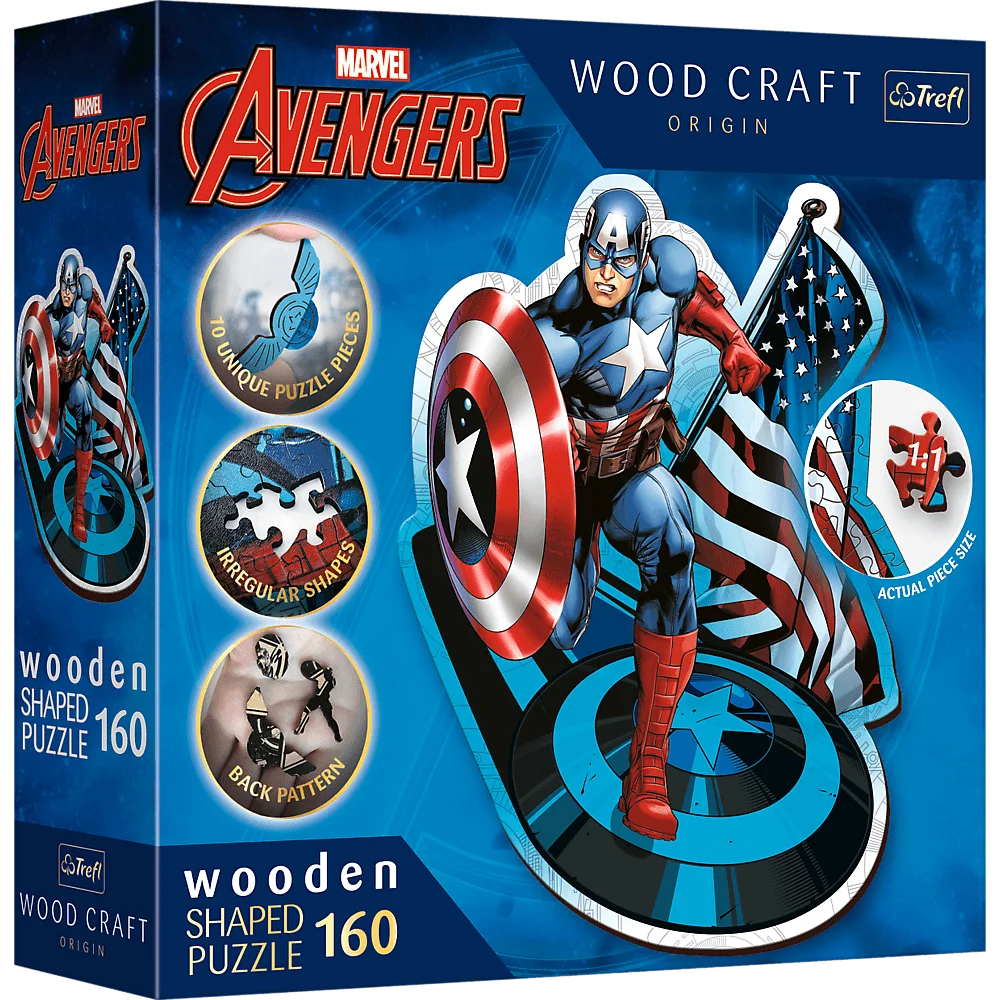 Puzzle Trefl: Wood  160 piece Marvel: Fearless Captain America