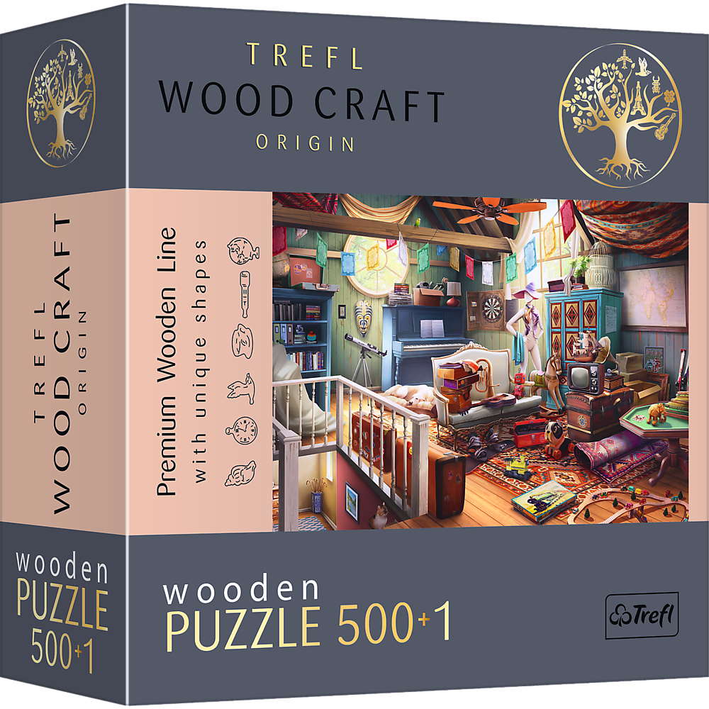 Puzzle Trefl: Wooden 500+1 piece Treasures in the Attic