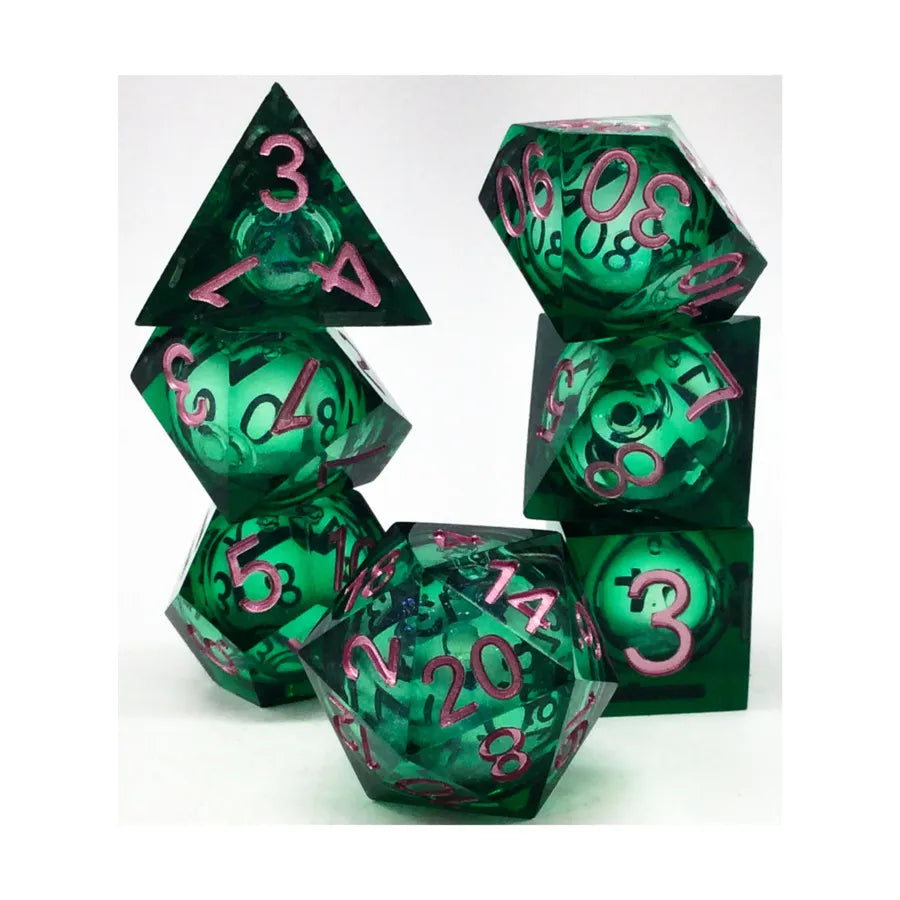 Dice Chronicle: Poly 7 Set Cube Liquid Core Molten