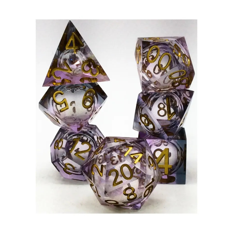 Dice Chronicle: Poly 7 Set Cube Liquid Core Molten