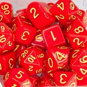 Dice Role 4 Intitiative: d6 Cube 18mm Opaque Red with White with pips (12)