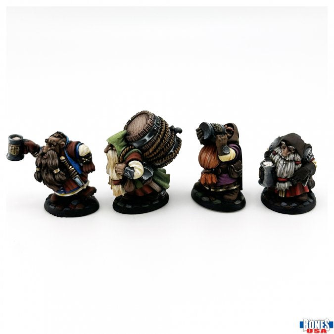 Mini Reaper Bones Legends: Townsfolk: Dwarven Brewmeister & Patrons
