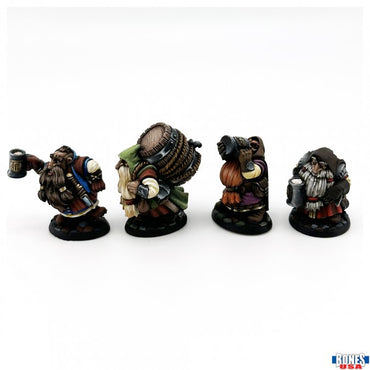 Mini Reaper Bones Legends: Townsfolk: Dwarven Brewmeister & Patrons