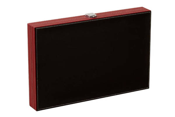 Backgammon CHH: Leatherette Black with Red Trim