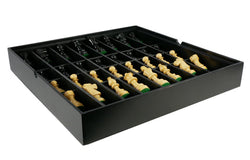 Chess Set Worldwise: 3.5 in Black French Chessmen on Black/Maple Chest