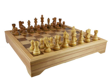 Chess Set Worldwise: 3.75 in Sheesham & Boxwood Staunton on 18" Beechwood Chest