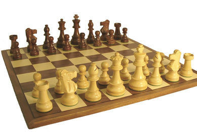 Chess Set Worldwise: 3 3/4in Sheesham French Chessmen on 17in Walnut/Maple board