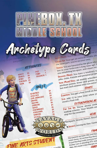 Savage Worlds: Pinebox Middle School - Archetype Cards