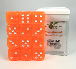 Dice Role 4 Intitiative: d6 Cube 18mm Translucent Clear with pips (12)