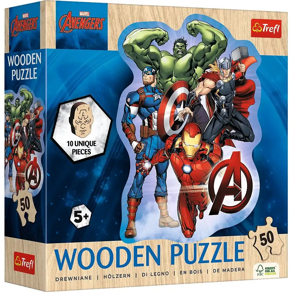 Puzzle Trefl:   50 piece Marvel wooden Avenger's Adventures