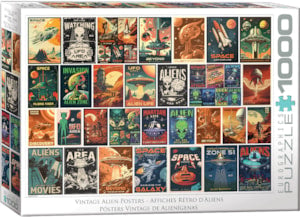 Puzzle Eurographics: 1000 piece Alien Invasion - Vintage Posters