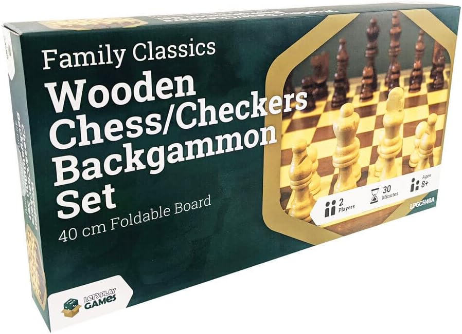 Wooden Folding Chess/Checkers/Backgammon Set 40 CM