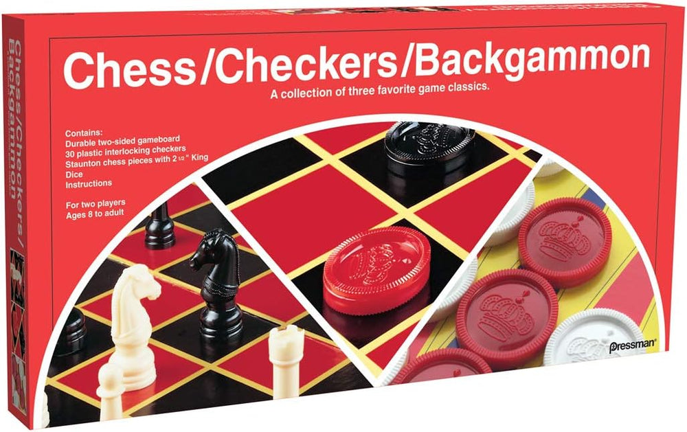 Pressman Premium Classics: Chess, Checkers, Tic Tac Toe