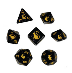 Dice Black Oak: Poly 7-Set Kitty Clacks