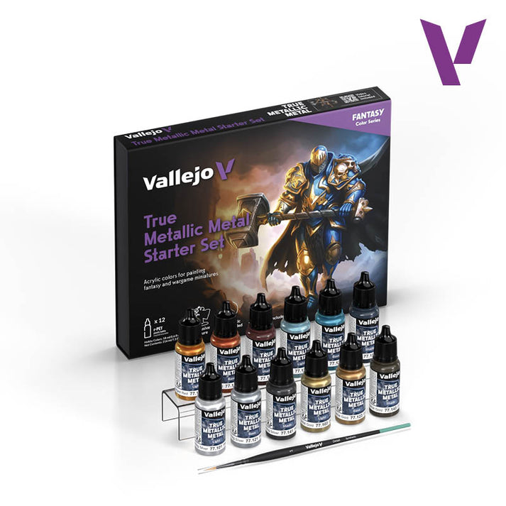 Paint Vallejo True Metallic Metal Set: Starter Set (12 Color Set), 18 ml.