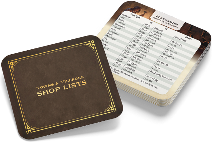 Worlds at a Glance RPG: Towns & Villages Shop Cards