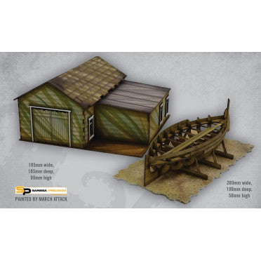 Mini Terrain Crooked: Boatbuilders Hut and Boat Frame