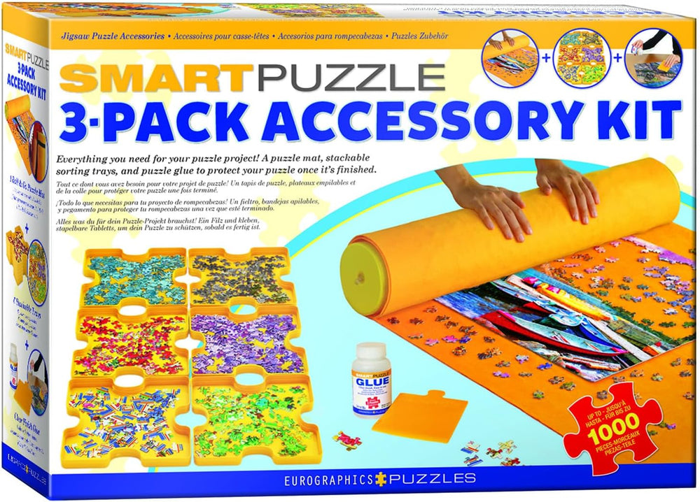 Smart Puzzle: 3 Pack Smart Accessory Kit (3.4oz Glue,1000pc Roll & Go & Sorting Trays)