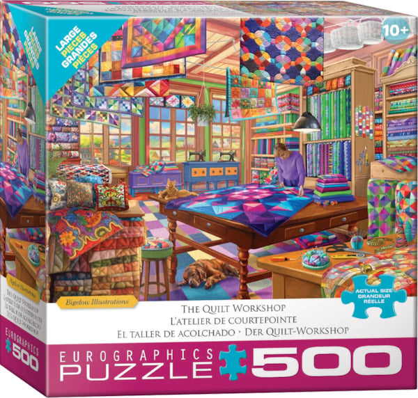 Puzzle Eurographics:  500 large piece The Quilt Workshop by Bigelow Illustrations