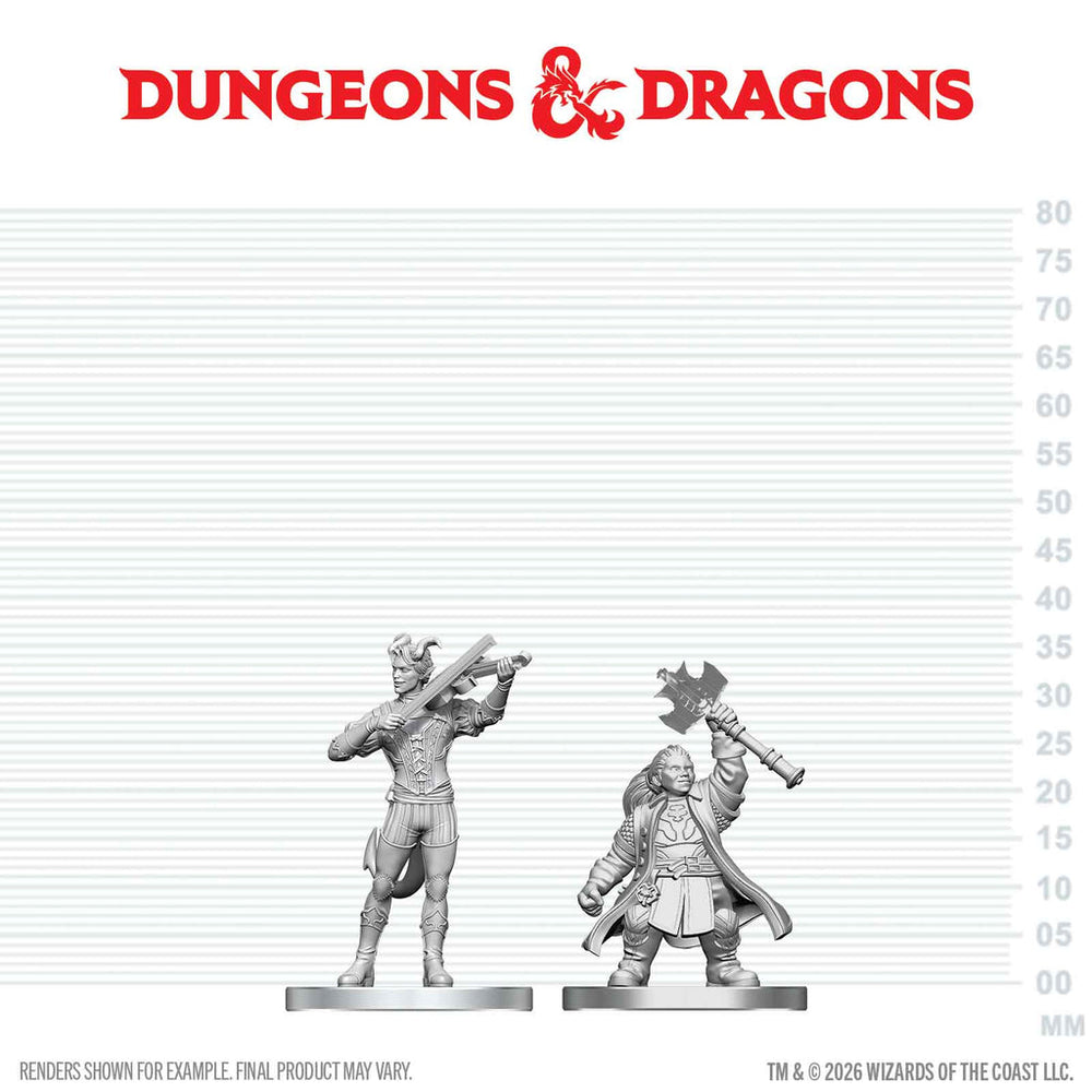 Mini Dungeons & Dragons Nolzur's Marvelous: Tiefling Bard & Dwarf Cleric