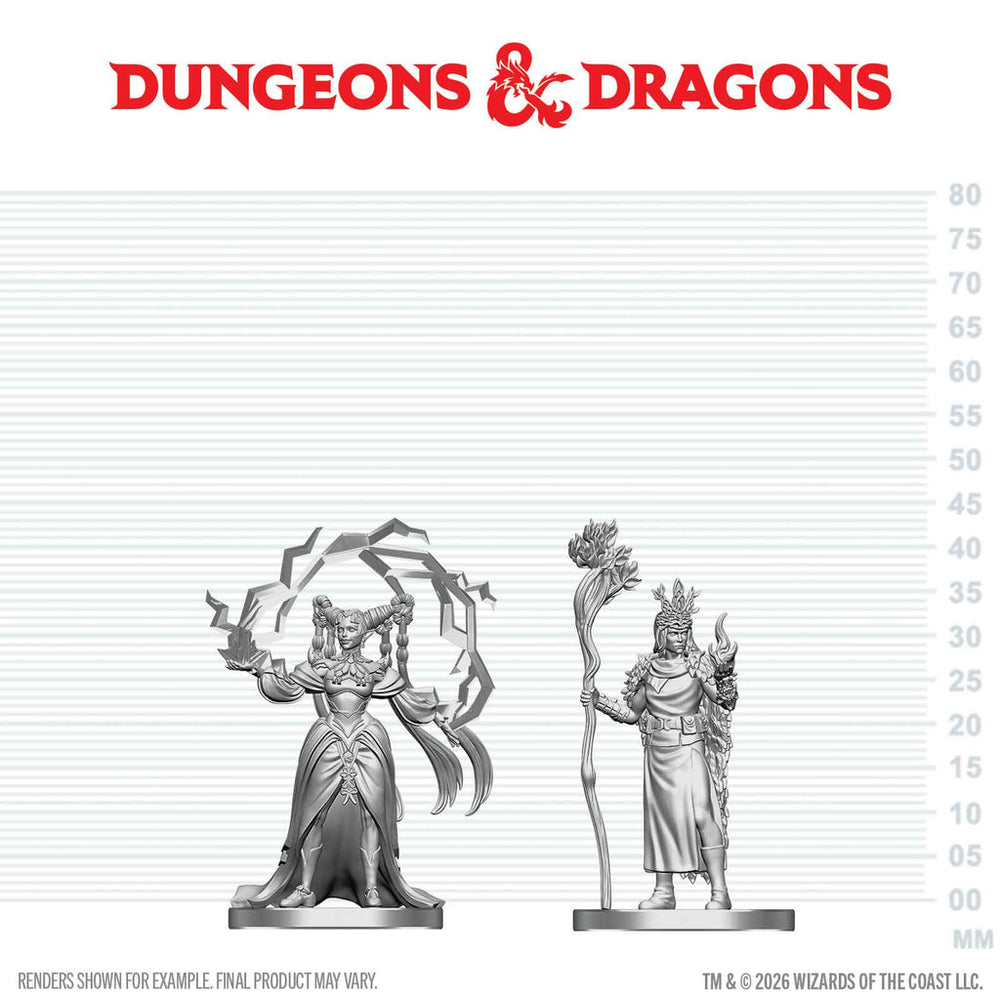 Mini Dungeons & Dragons Nolzur's Marvelous: Human Druid & Elf Sorcerer