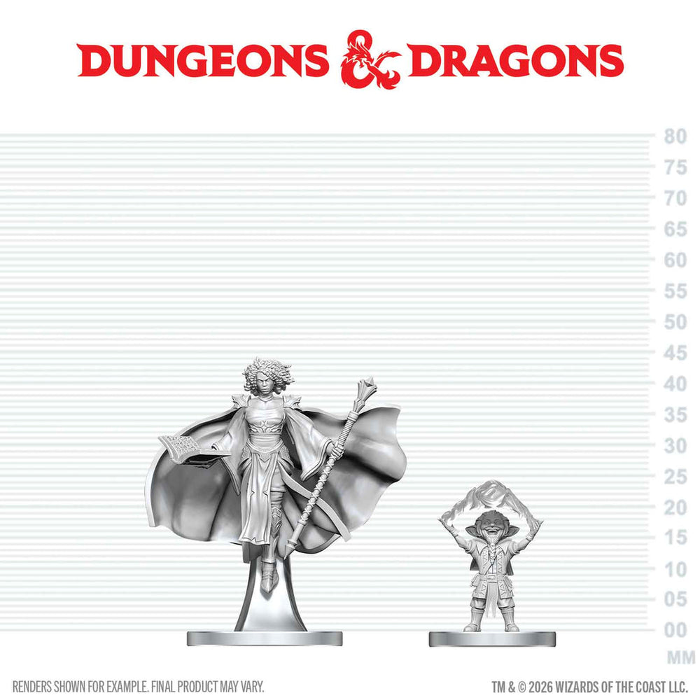 Mini Dungeons & Dragons Nolzur's Marvelous: Gnome Warlock & Aasimar Wizard