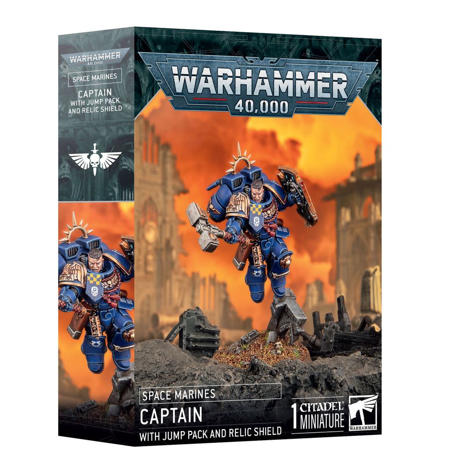 Warhammer 40K Space Marines: Captain W/Jump Pack & Relic Shield