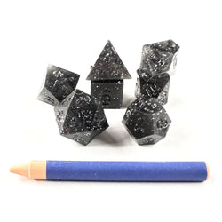 Dice Black Oak: Poly 7 Set Advanced Dice & Crayon