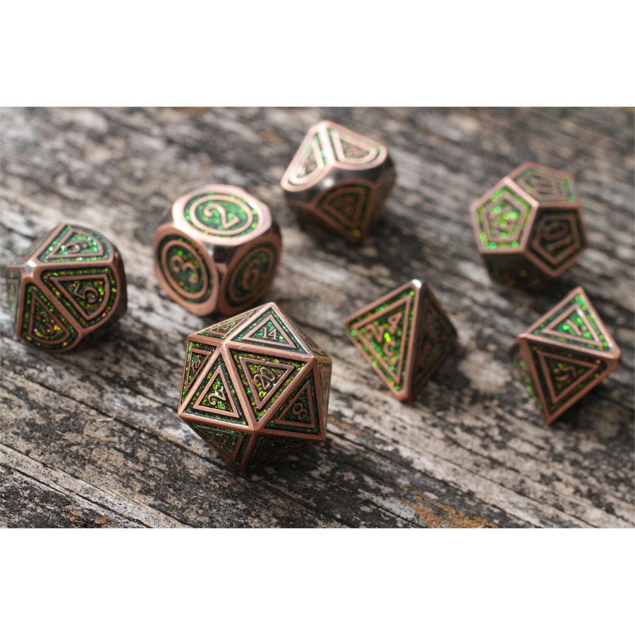 Dice Forged: Poly 7 set Metal & Mica