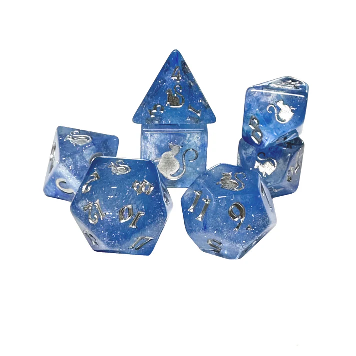 Dice Black Oak: Poly 7-Set Kitty Clacks