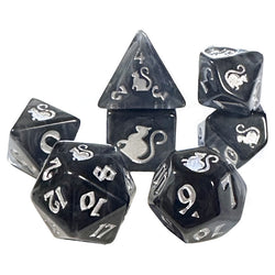 Dice Black Oak: Poly 7-Set Kitty Clacks