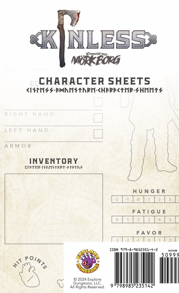 Mork Borg Kinless: Character Sheets