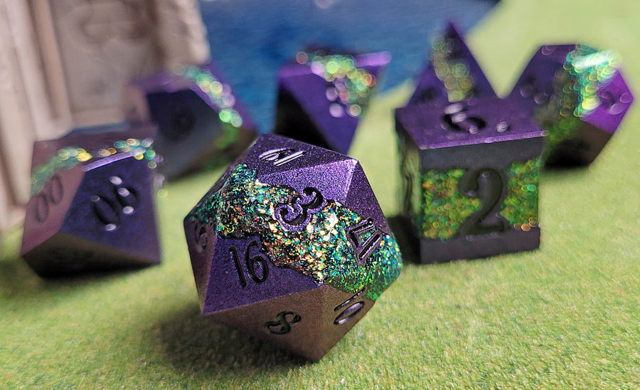 Dice Forged: Poly 7 set Metal Banded