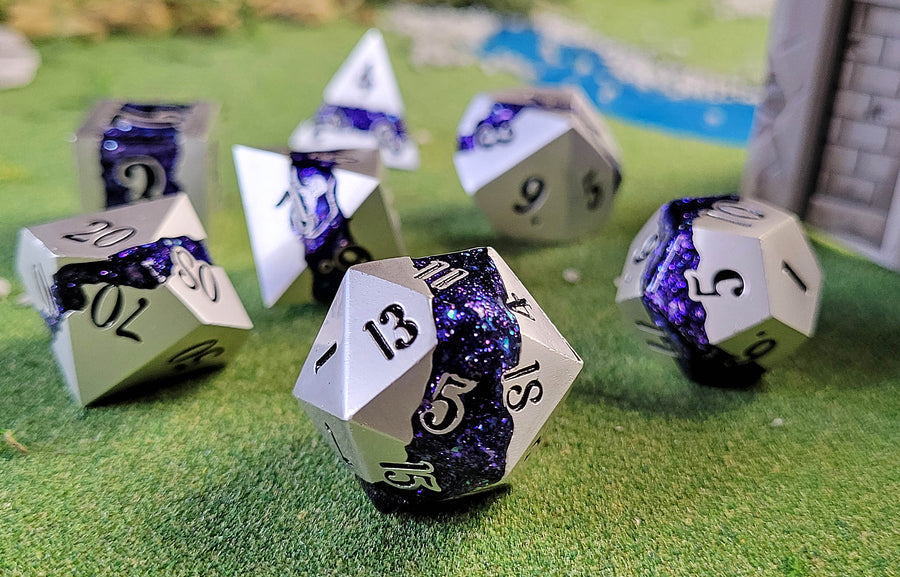Dice Forged: Poly 7 set Metal Banded