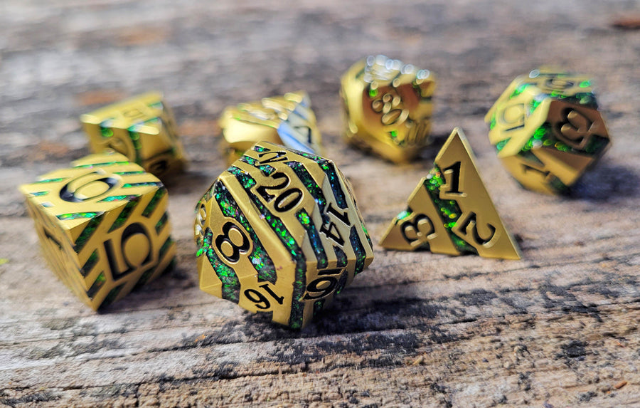 Dice Forged: Poly 7 set Metal Banded