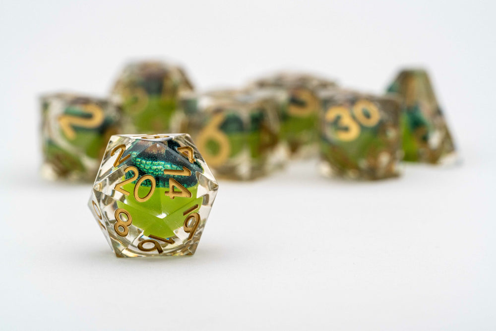 Dice Metallic Dice Co: Poly 7 Set Elixir - Sharp Edge Liquid Core