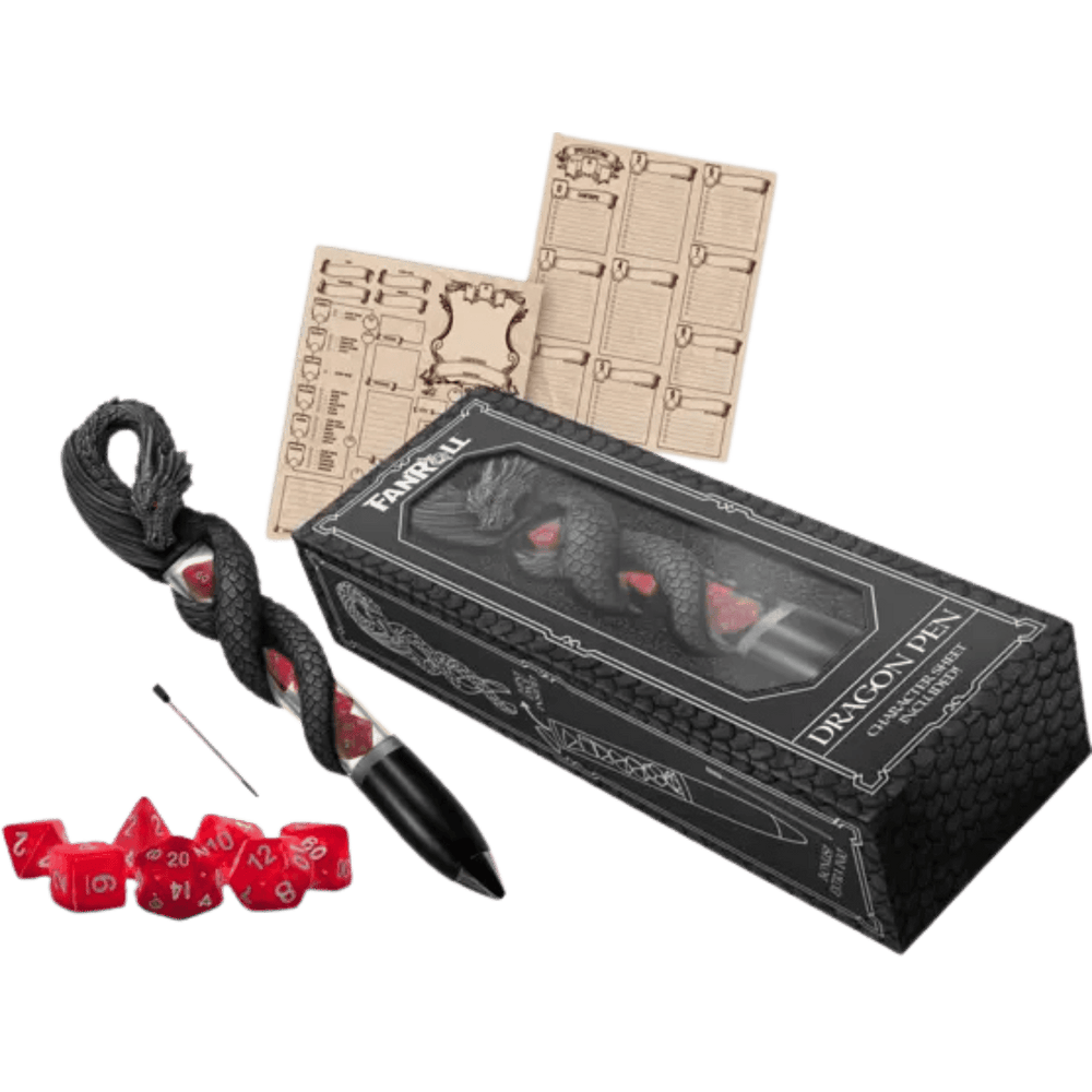 Dice Fanroll: Dragon Dice Pen w/ 7-Die Set (Mini) & Character Sheet
