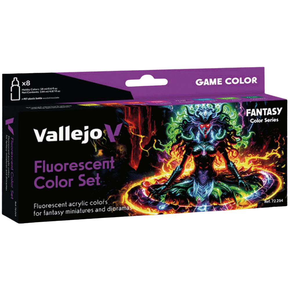 Paint Vallejo: Game Color Set: Fluorescent Color Set (8), 18 ml.