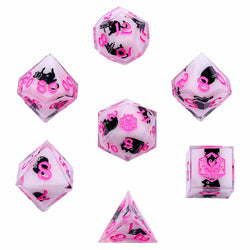 Dice Hymgho Poly 7 Set: Captured Magic Hand Sanded Sharp Edge Resin