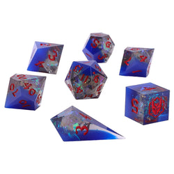 Dice Hymgho Poly 7 Set: Captured Magic Hand Sanded Sharp Edge Resin