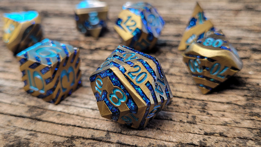 Dice Forged: Poly 7 set Metal Banded