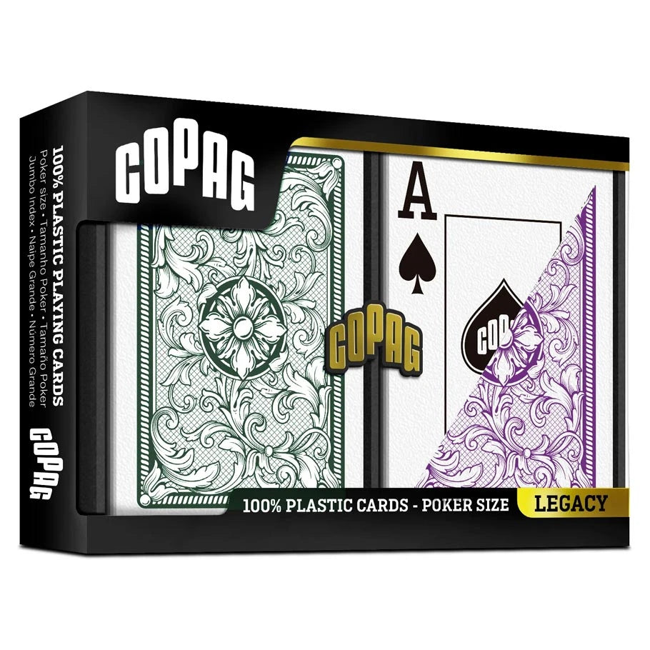 Playing Cards COPAG: Legacy: Poker Size Jumbo Index Green/Purple 2-Pack