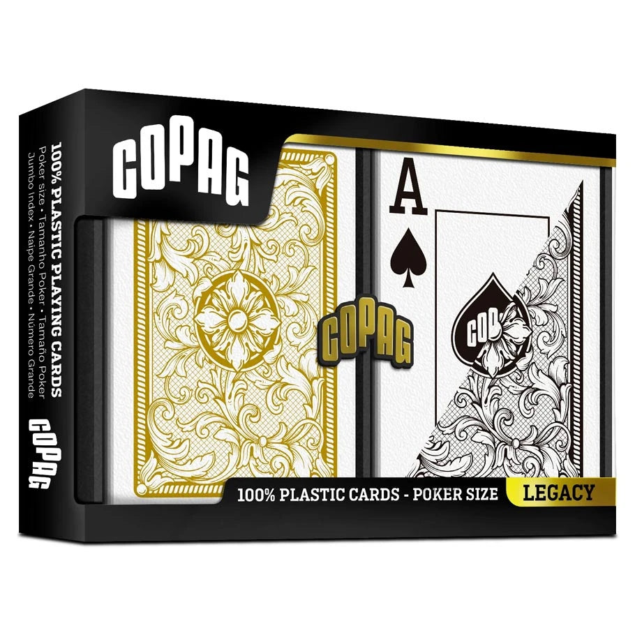 Playing Cards COPAG: Legacy: Poker Size Jumbo Index Black/Gold 2-Pack