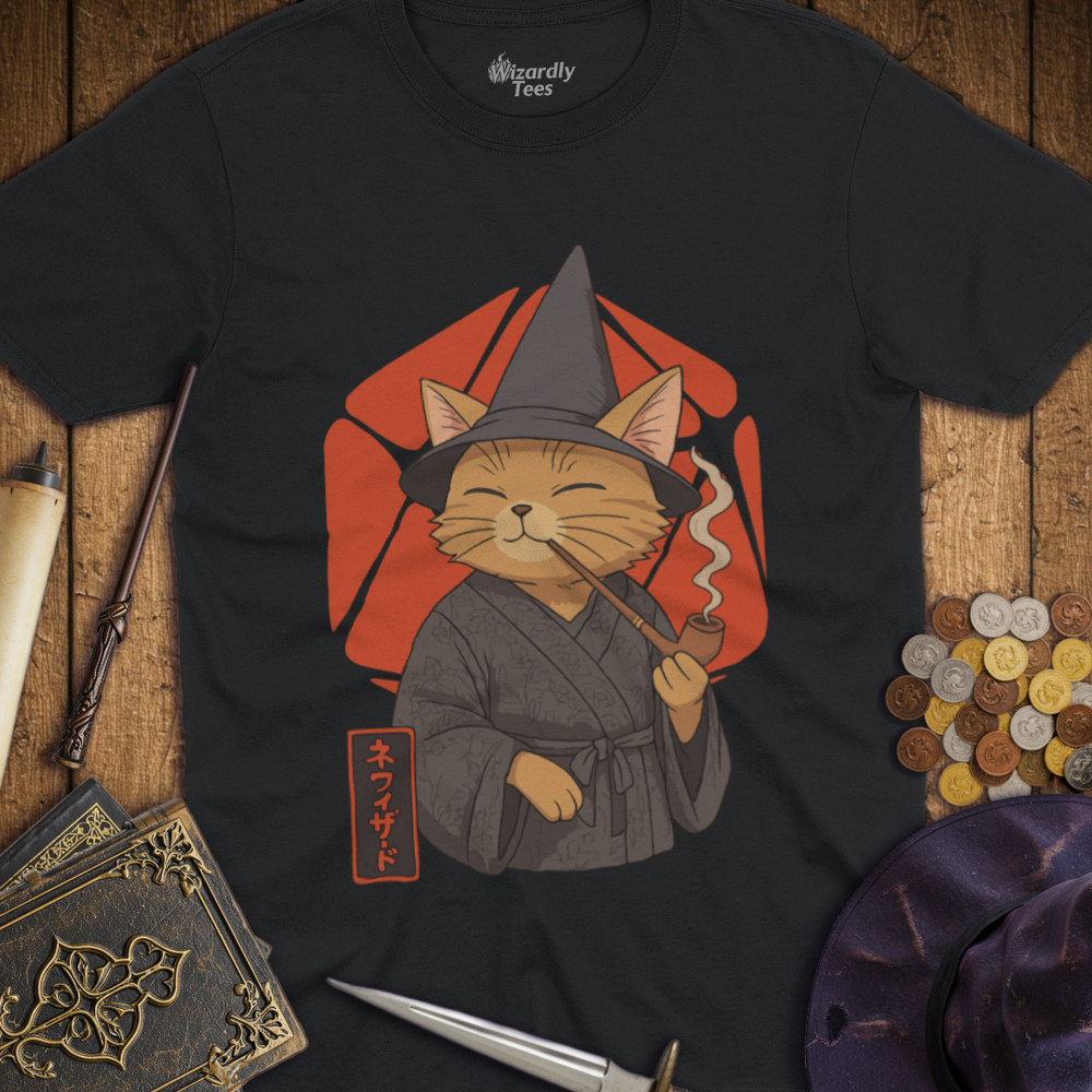 T-Shirt Wizardly: Japanese Cat Wizard