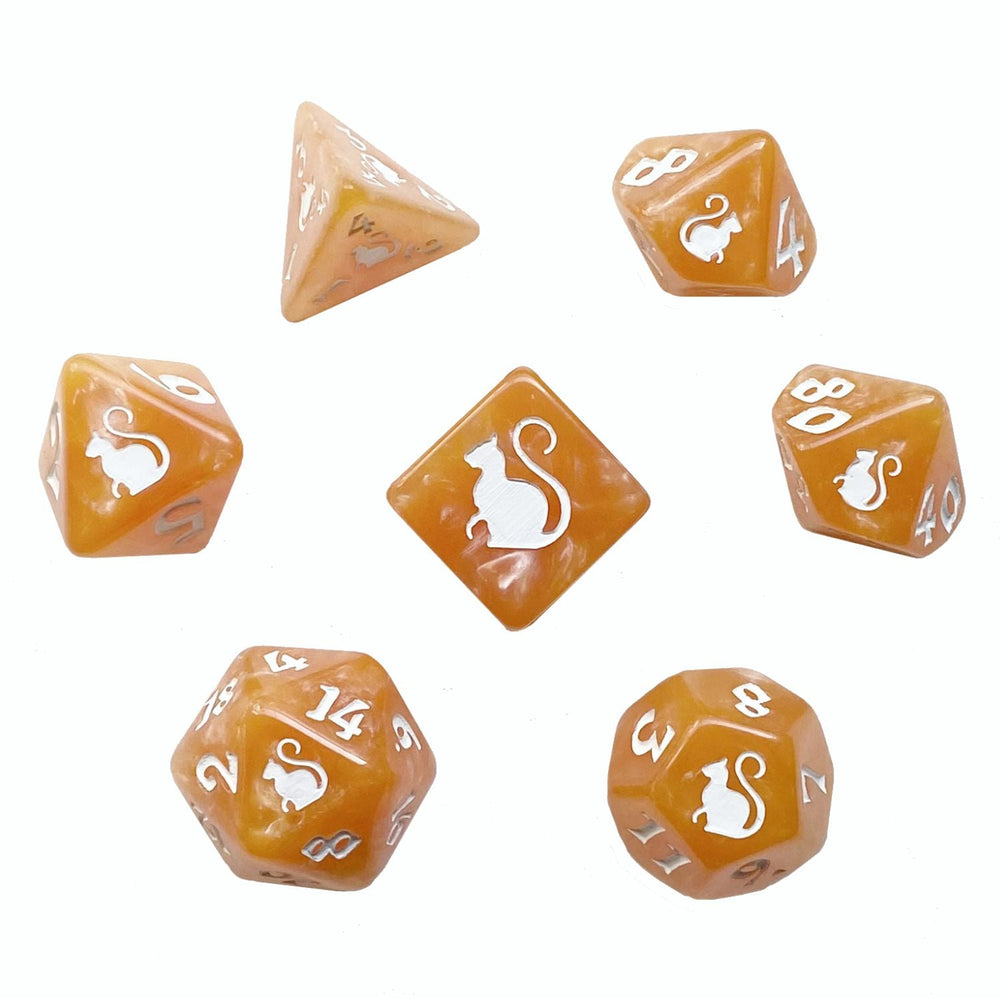 Dice Black Oak: Poly 7-Set Kitty Clacks