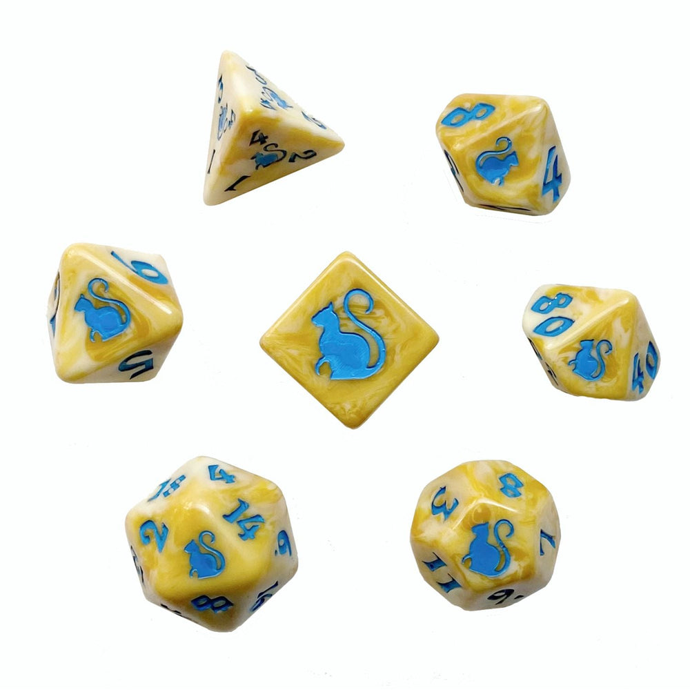 Dice Black Oak: Poly 7-Set Kitty Clacks